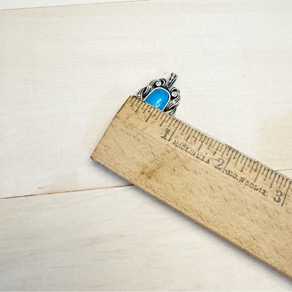Beautiful Vintage Etalon Jenavi Turquoise Sterling Pendant - Picture 8 of 8